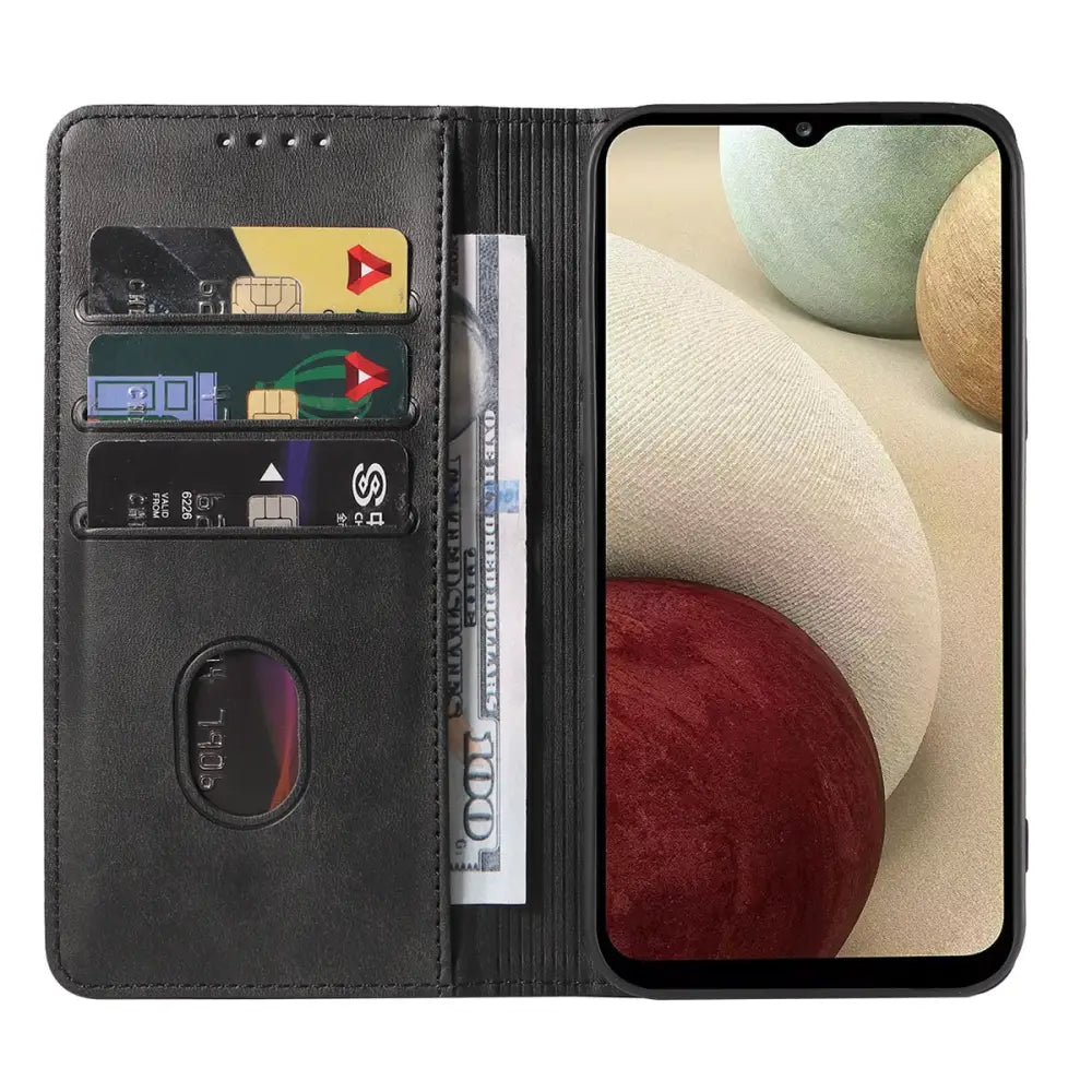 Samsung Galaxy A12 Unitec Lompakko Suojakotelo Musta