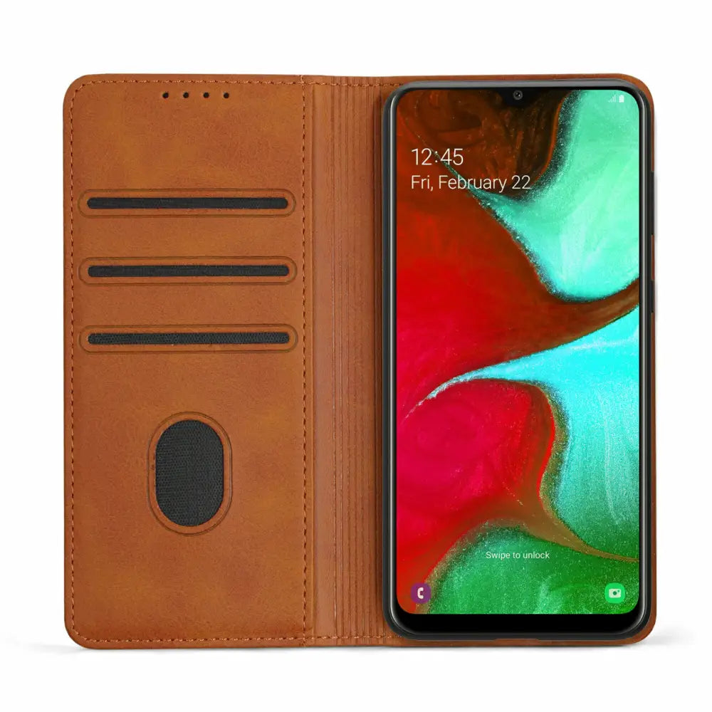 Samsung Galaxy A22 5G Unitec Lompakko Suojakotelo Ruskea