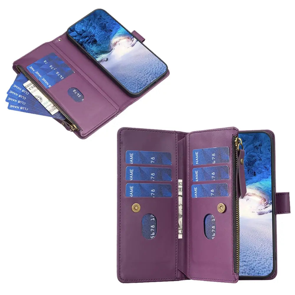 Samsung Galaxy A25 5G Lompakko suojakotelo vetoketjulla - Tummanvioletti