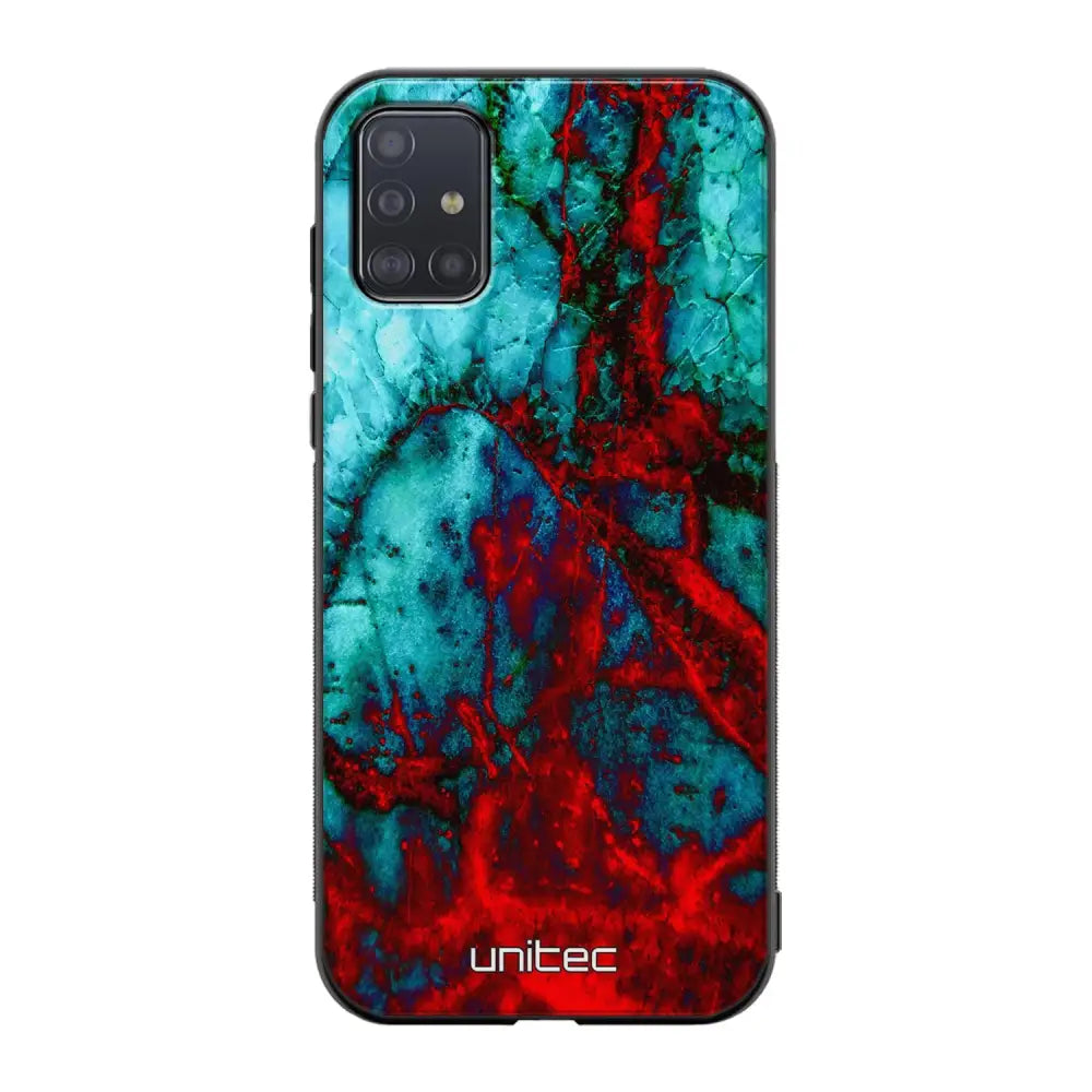 Samsung Galaxy A51 4G marmori suojakuoret - Blue Red Marble - Ei