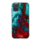 Samsung Galaxy A51 4G marmori suojakuoret - Blue Red Marble - Ei