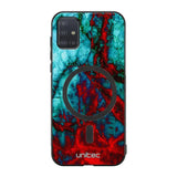 Samsung Galaxy A51 4G marmori suojakuoret - Blue Red Marble
