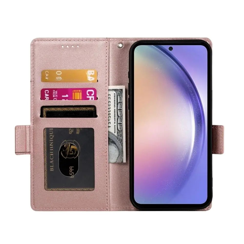 Samsung Galaxy A54 5G Lompakko Suojakuori - Ruusukulta
