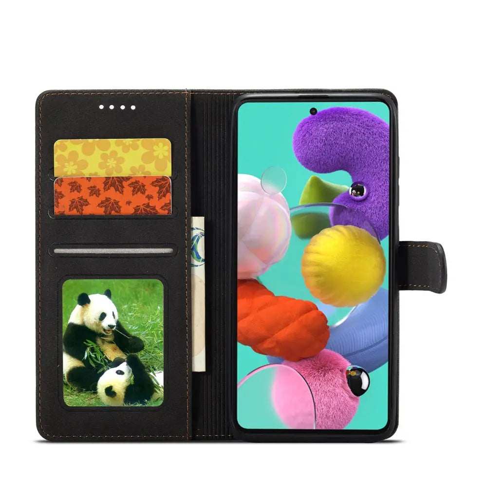 Samsung Galaxy A71 Lompakko Suojakuori Musta