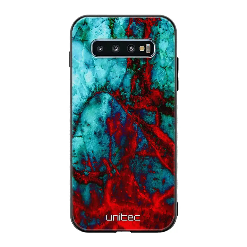 Samsung Galaxy S10 marmori suojakuoret - Blue Red Marble - Ei