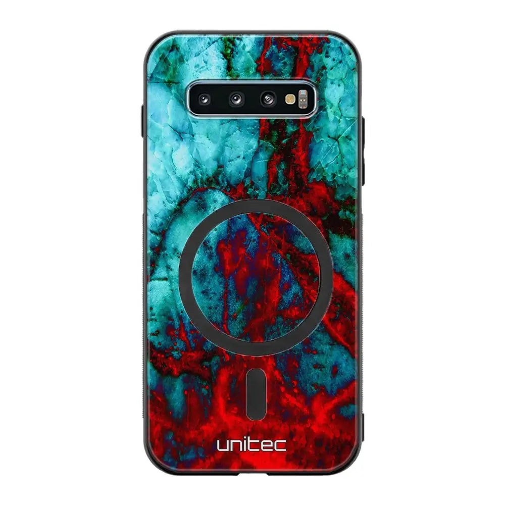 Samsung Galaxy S10 marmori suojakuoret - Blue Red Marble
