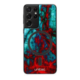 Samsung Galaxy S21 Ultra marmori suojakuoret - Blue Red Marble