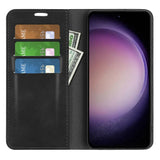 Lompakkomallinen suojakuori Samsung Galaxy S23 FE 5G:ssä, musta, korttipaikoilla
