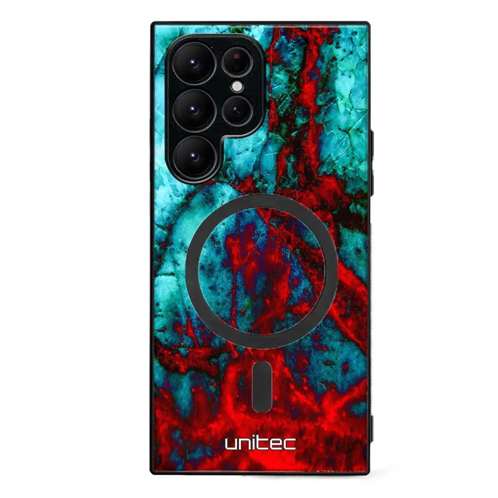 Samsung Galaxy S23 Ultra marmori suojakuoret - Blue Red Marble