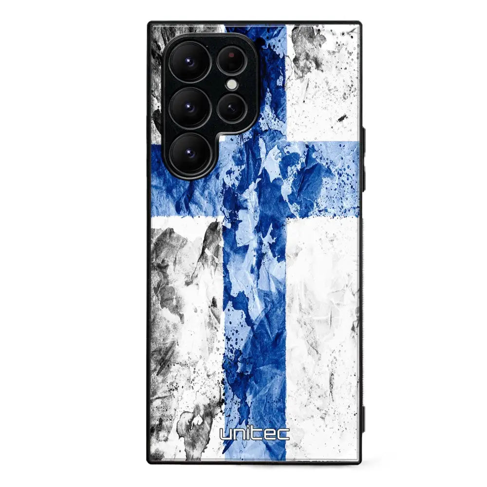 Samsung Galaxy S23 Ultra suojakuoret - Painted Finnish Flag - Ei
