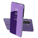 Violetti Samsung Galaxy S24 FE 5G Flip suojakuori, heijastava näyttö ja kaksoiskamera