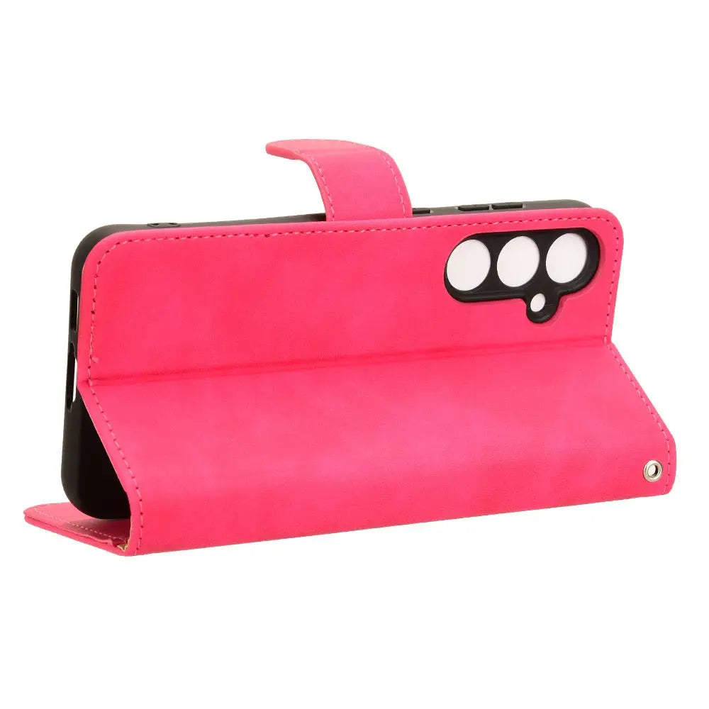 Pinkki lompakko suojakuori Samsung Galaxy S24 FE 5G:lle kameraleikkauksilla