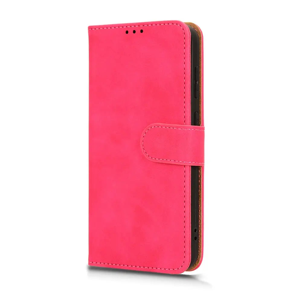 Hot pink nahkalompakkosuoja Samsung Galaxy S24 FE 5G magneett closure flapilla