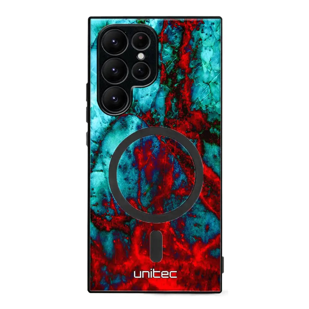 Samsung Galaxy S24 Ultra marmori suojakuoret - Blue Red Marble
