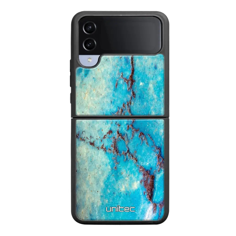 Samsung Galaxy Z Flip 4 marmori suojakuoret - Turquoise Marble - Ei