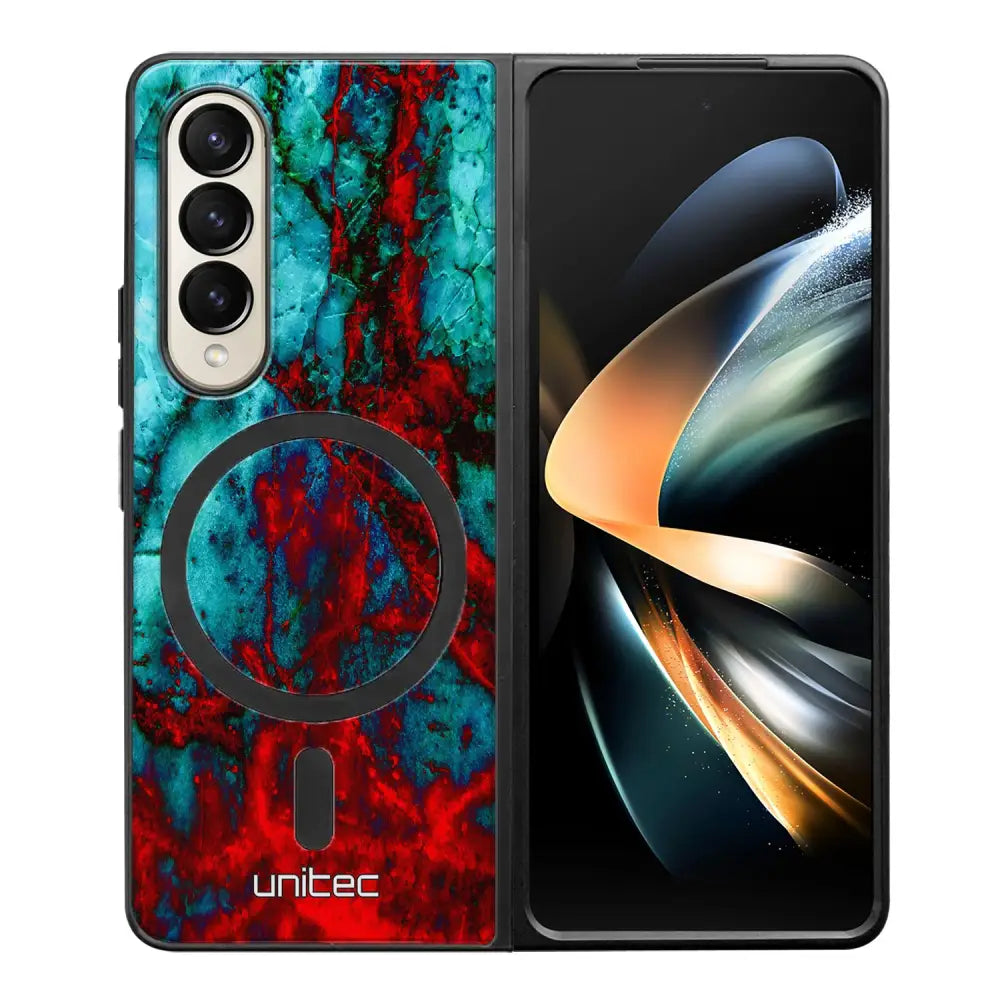 Samsung Galaxy Z Fold 4 marmori suojakuoret - Blue Red Marble