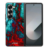 Samsung Galaxy Z Fold 6 marmori suojakuoret - Blue Red Marble - Ei