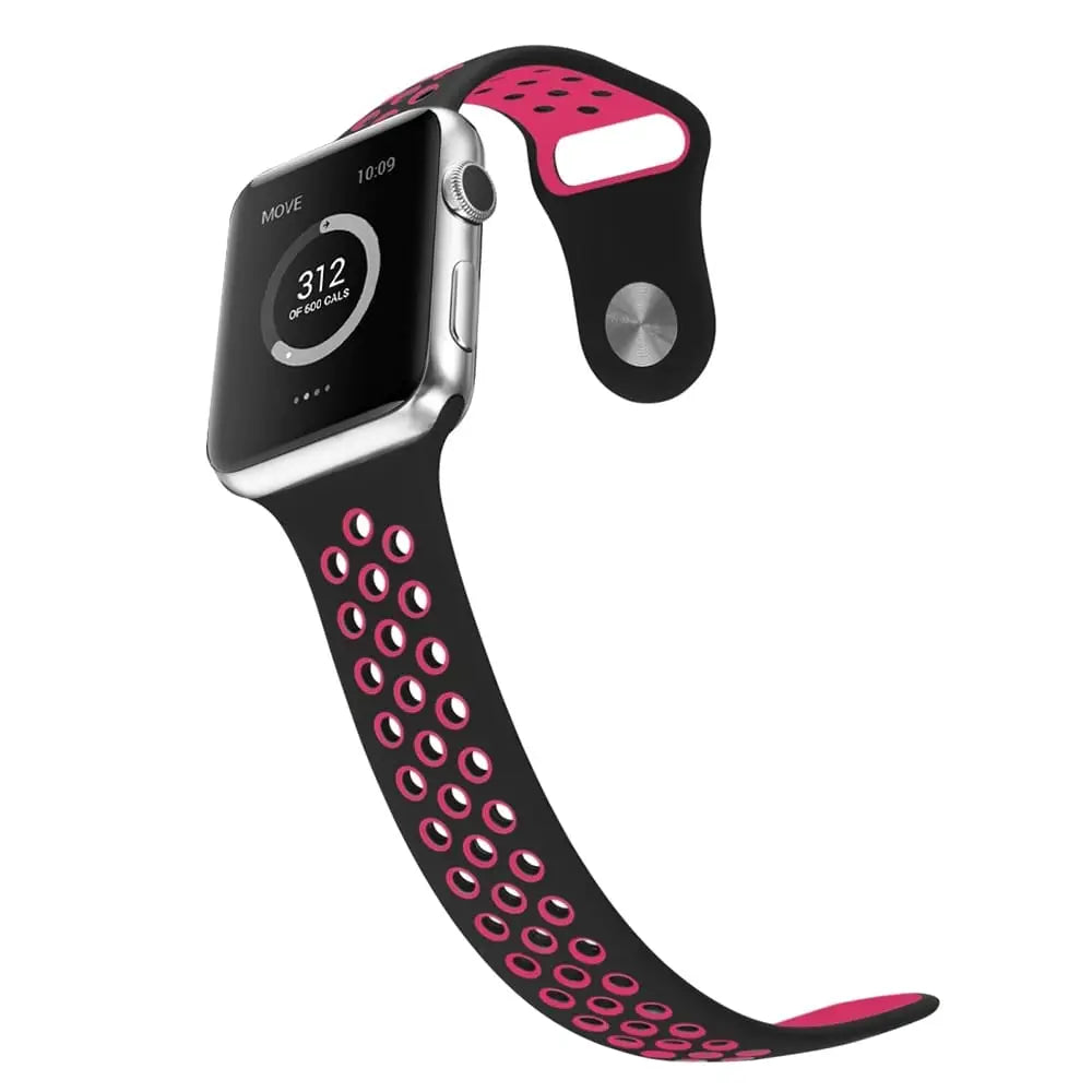 Apple Watch 38 / 40 / 41 mm Urheiluranneke - S/M - Musta/Pinkki