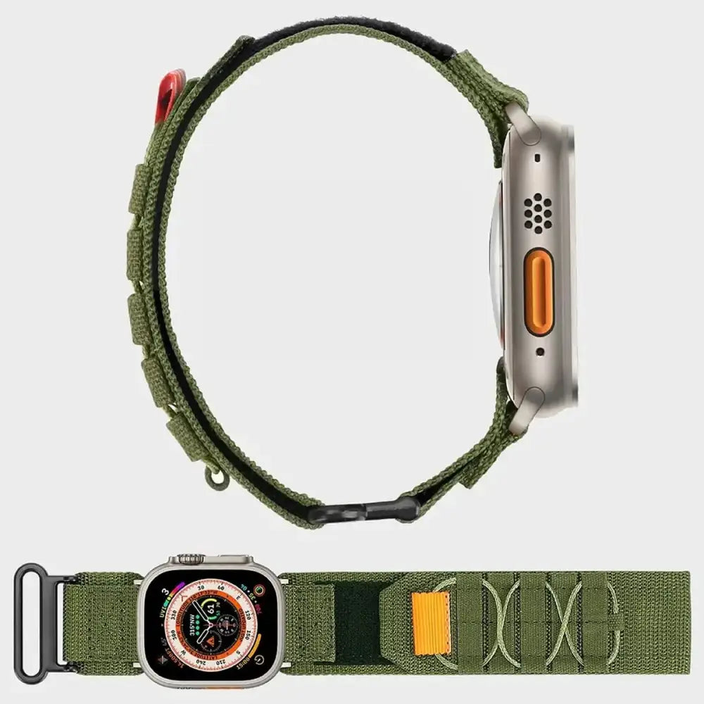 Apple Watch 42/44/45/49 mm Outdoor Nailonranneke - Harmaa