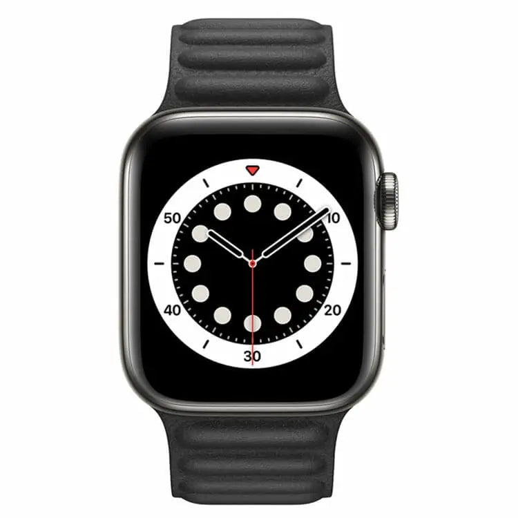 Apple Watch 42 / 44 / 45 mm Magneettinen Nahkaranneke - Musta
