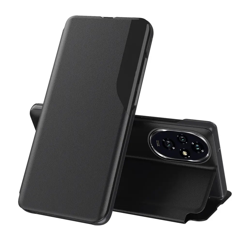 Mustan Honor 200 Flip Suojakotelo, tyylikäs ja käytännöllinen flip cover -muotoilu