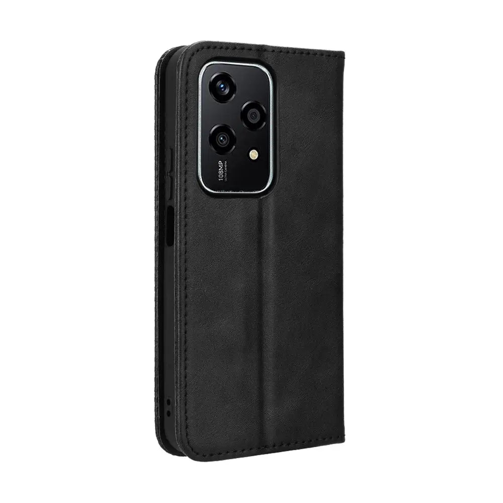 Musta nahkainen Lite Lompakko Suojakotelo kolmella kameraleikkauksella