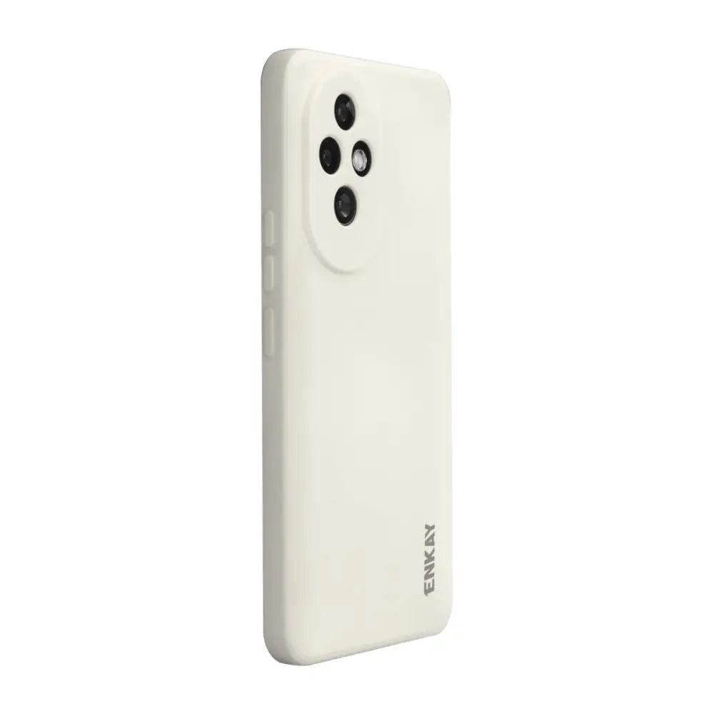 Vaalea beige Honor 200 Pro Silikonisuoja täydellisesti puhelimen quad-kameran kanssa