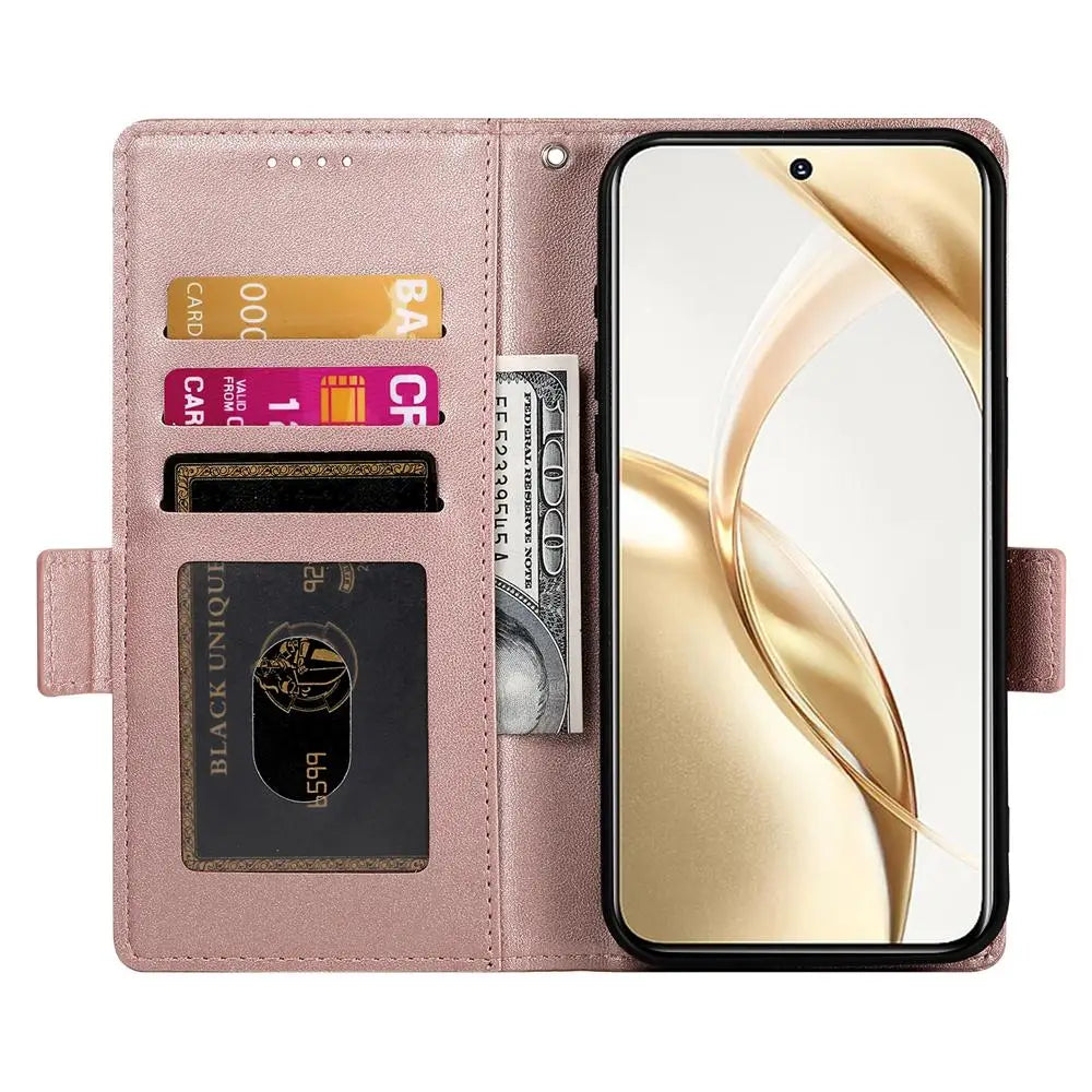 Honor 400 Lite Lompakko Suojakotelo - Ruusukulta