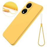 Keltainen silikoninen puhelimen suojakuori Honor 90 5G:lle rannekkeella ja kameraleikkauksilla