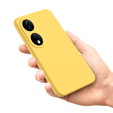Keltainen silikoninen puhelimen suojakuori Honor 90 5G:lle, kahdella kameraleikkauksella