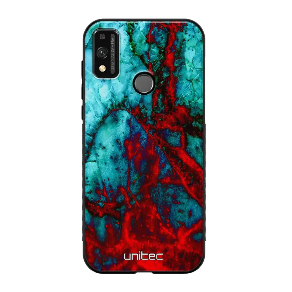 Honor 9X Lite marmori suojakuoret - Blue Red Marble - Ei
