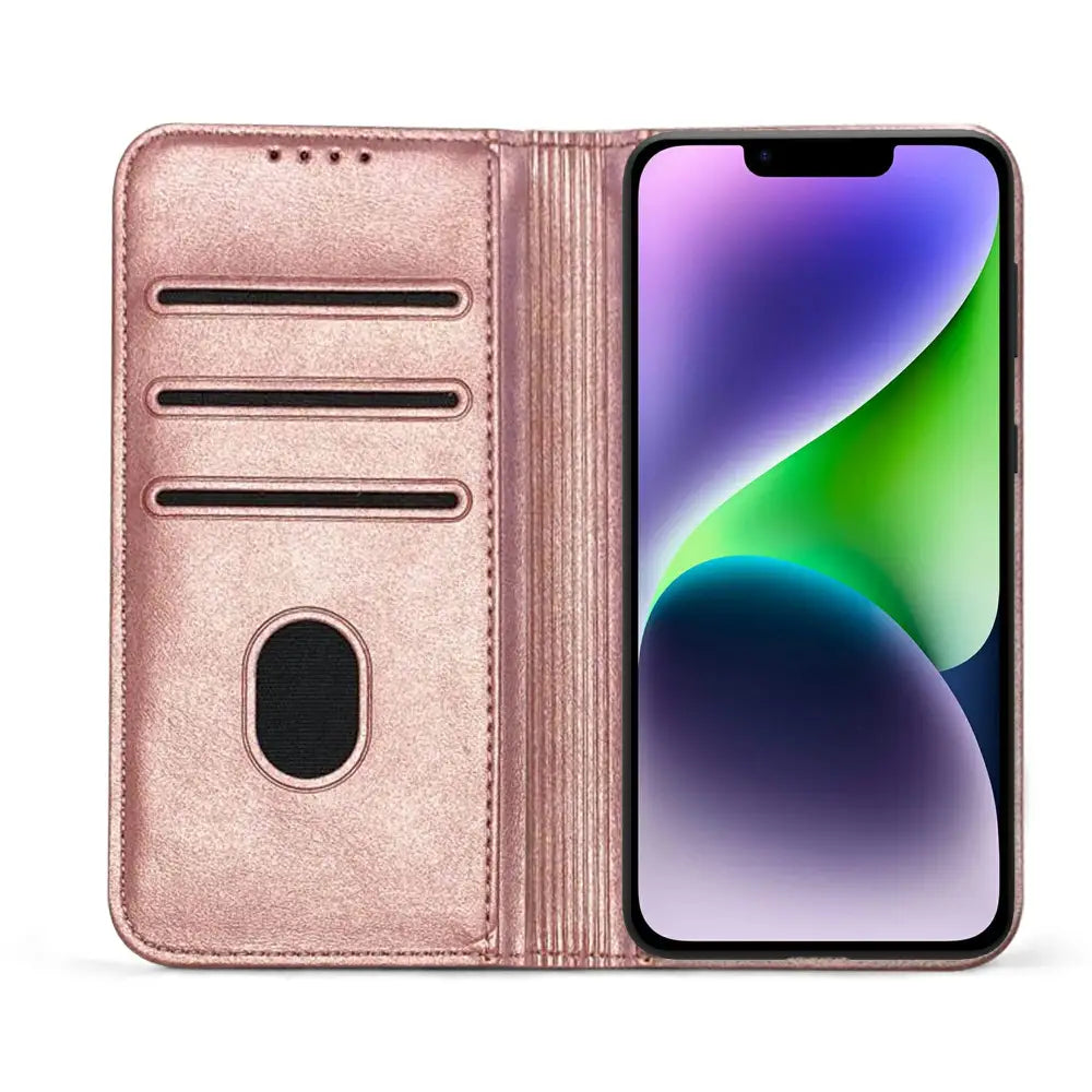 iPhone 14 Plus Unitec Lompakko Suojakotelo Ruusukulta