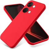 Punainen silikonisuojakuori OnePlus Nord -älypuhelimelle, kaksoiskameraleikkaukset