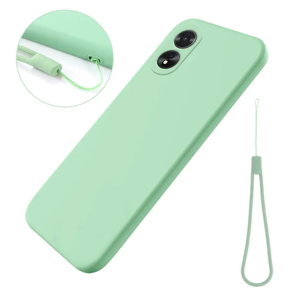 Mint green silicone phone case for Oppo A18 and A38 silikonisuoja, täydellisesti puhelimen