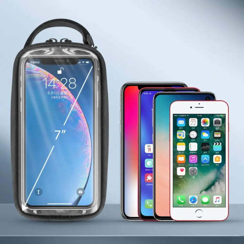 Polkupyörän puhelinteline laukulla