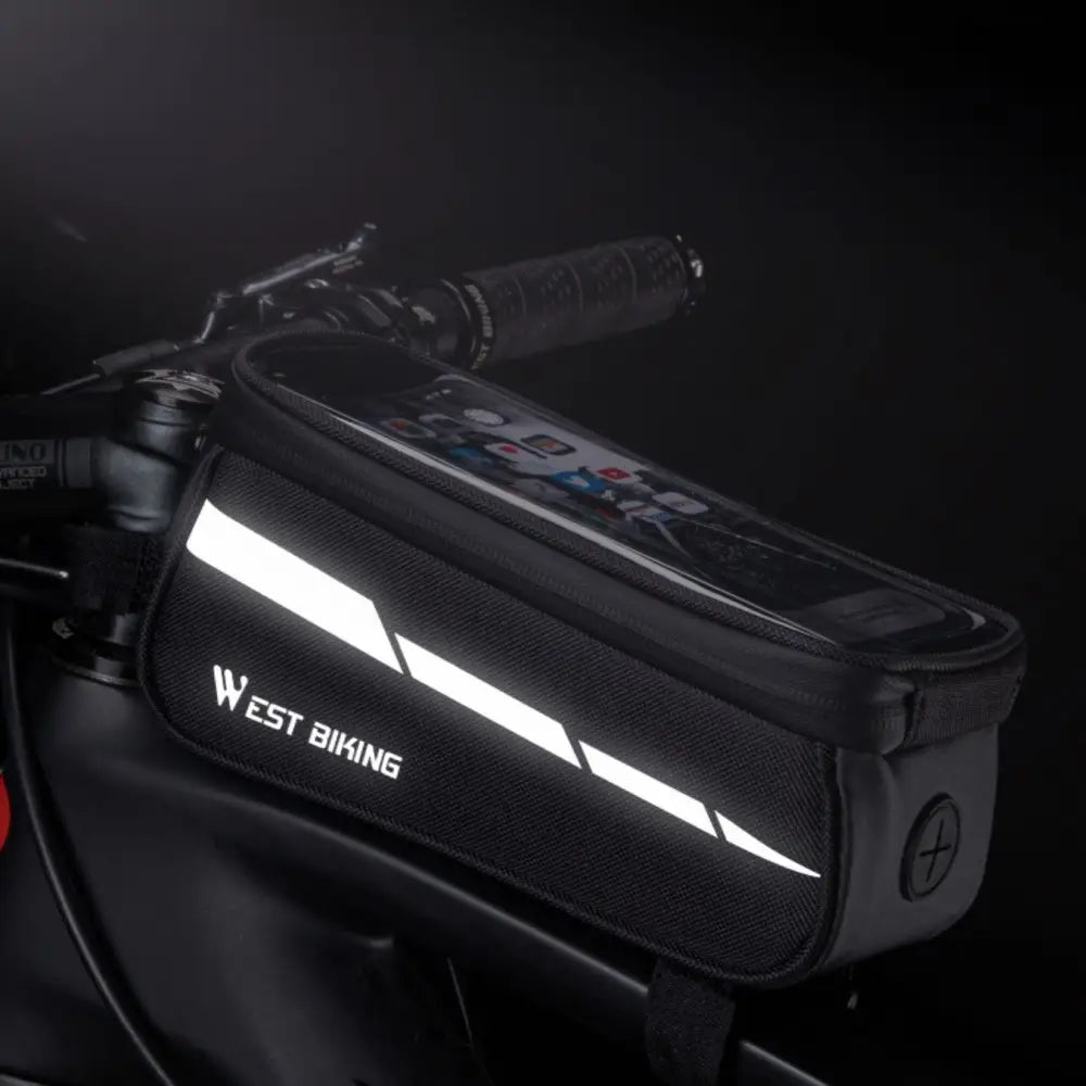 Polkupyörän puhelinteline laukulla