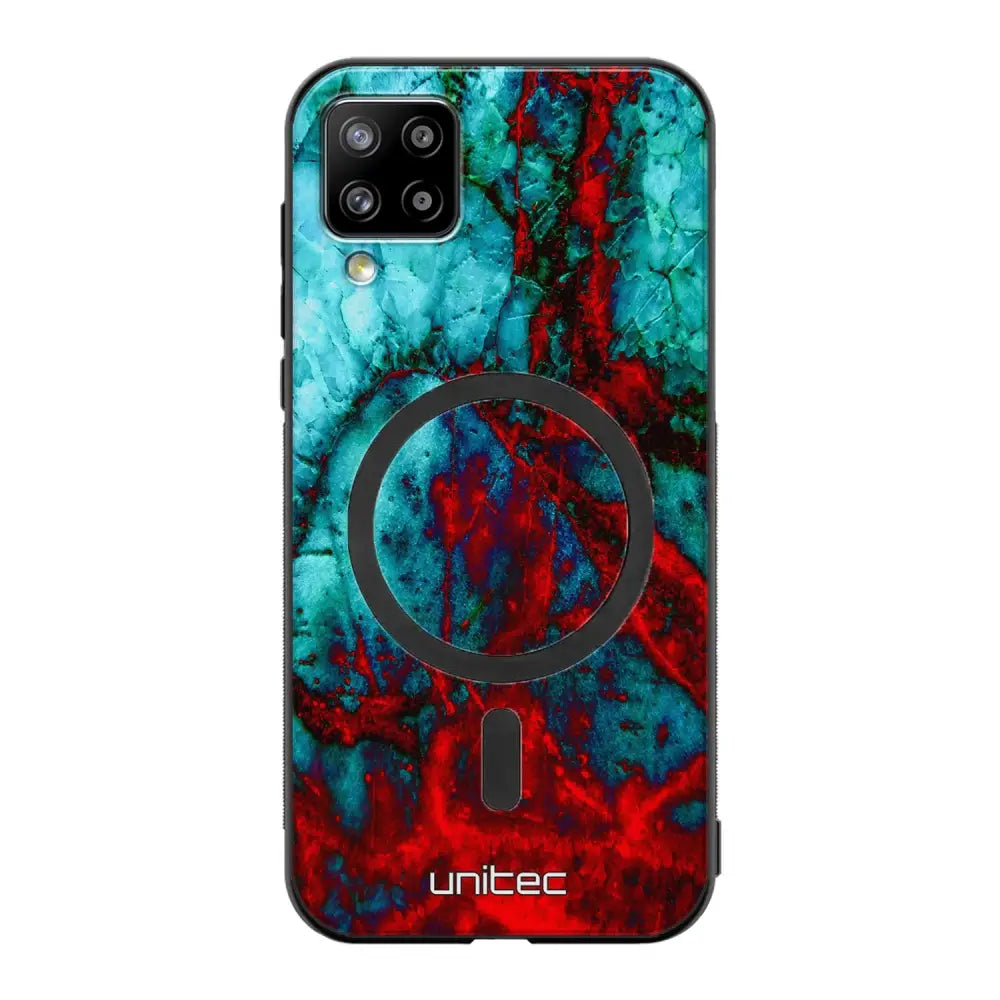 Samsung Galaxy A12 marmori suojakuoret - Blue Red Marble