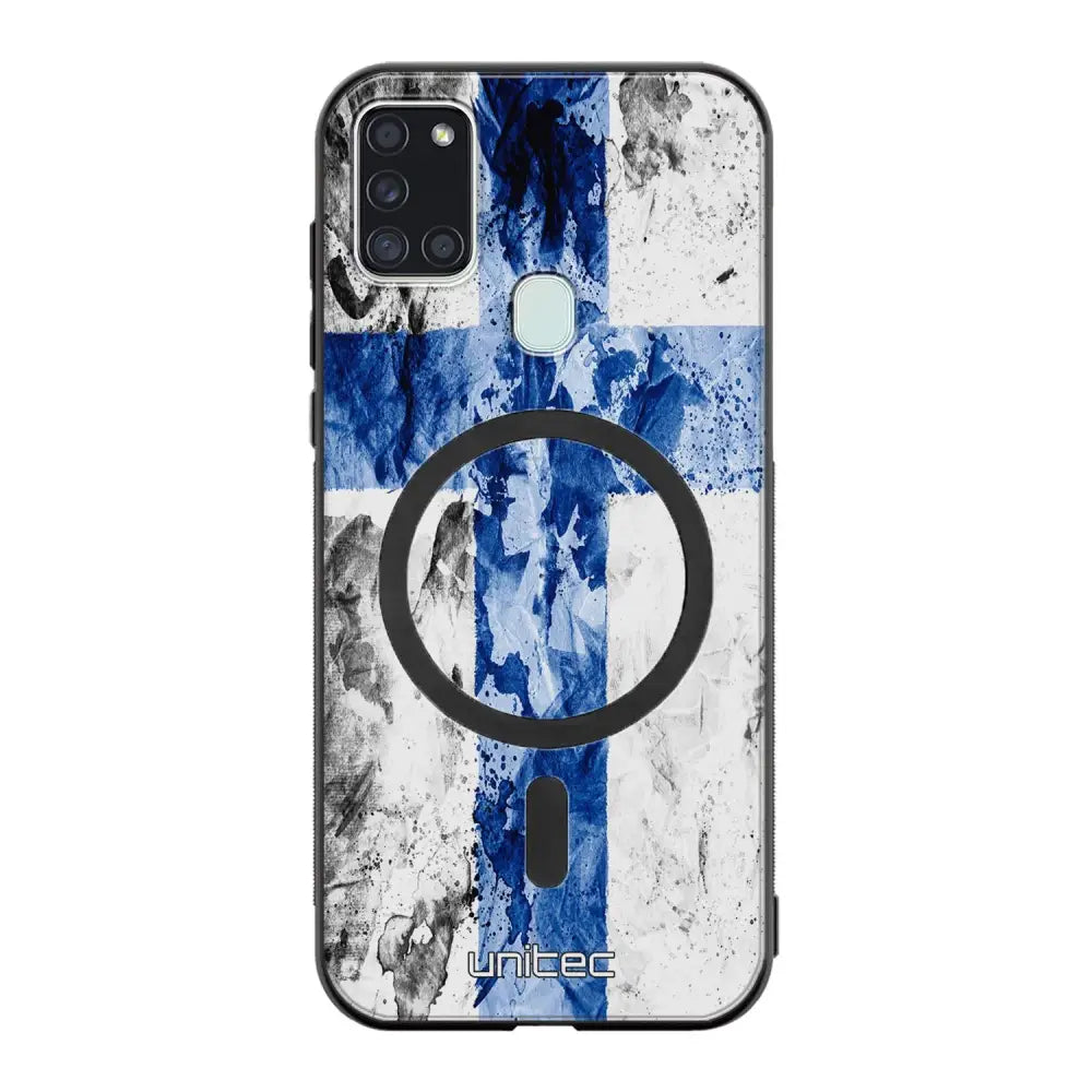 Samsung Galaxy A21s suojakuoret - Painted Finnish Flag