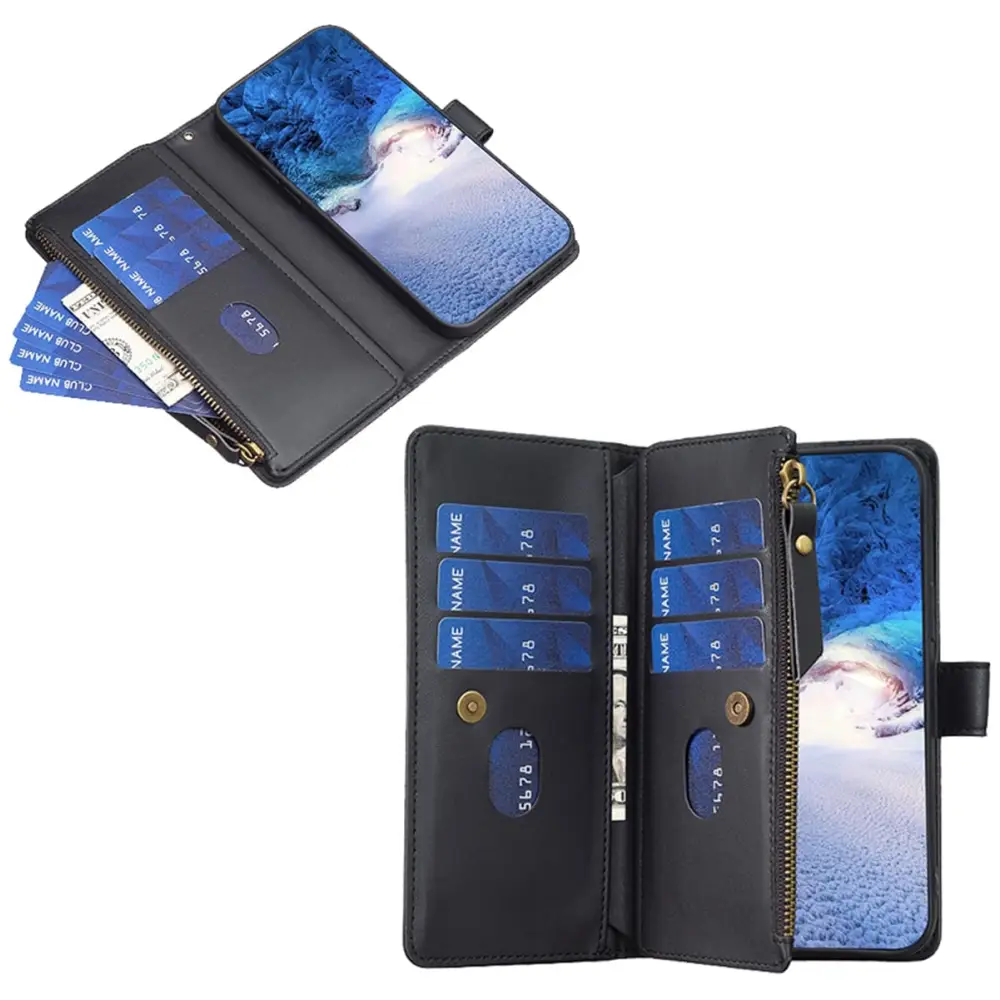 Samsung Galaxy A25 5G Lompakko suojakotelo vetoketjulla - Musta