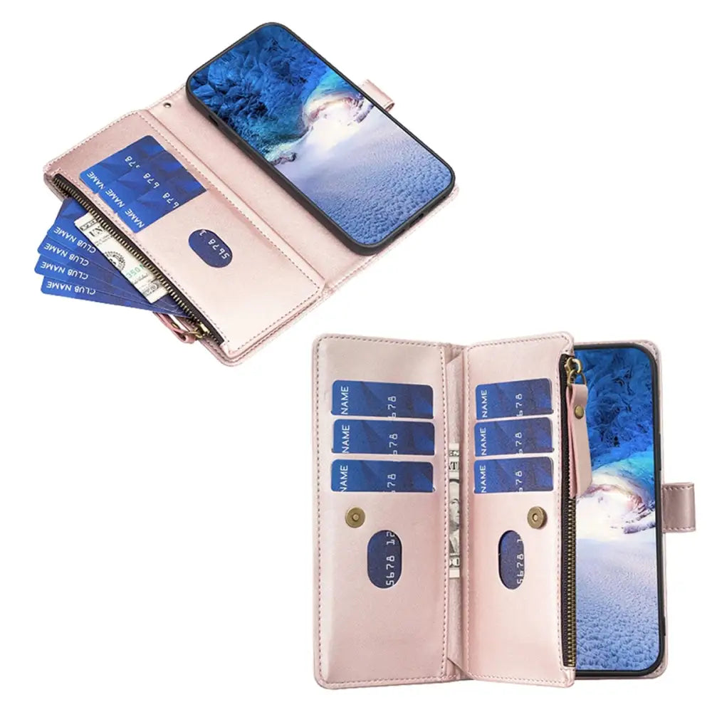 Samsung Galaxy A25 5G Lompakko suojakotelo vetoketjulla - Ruusukulta