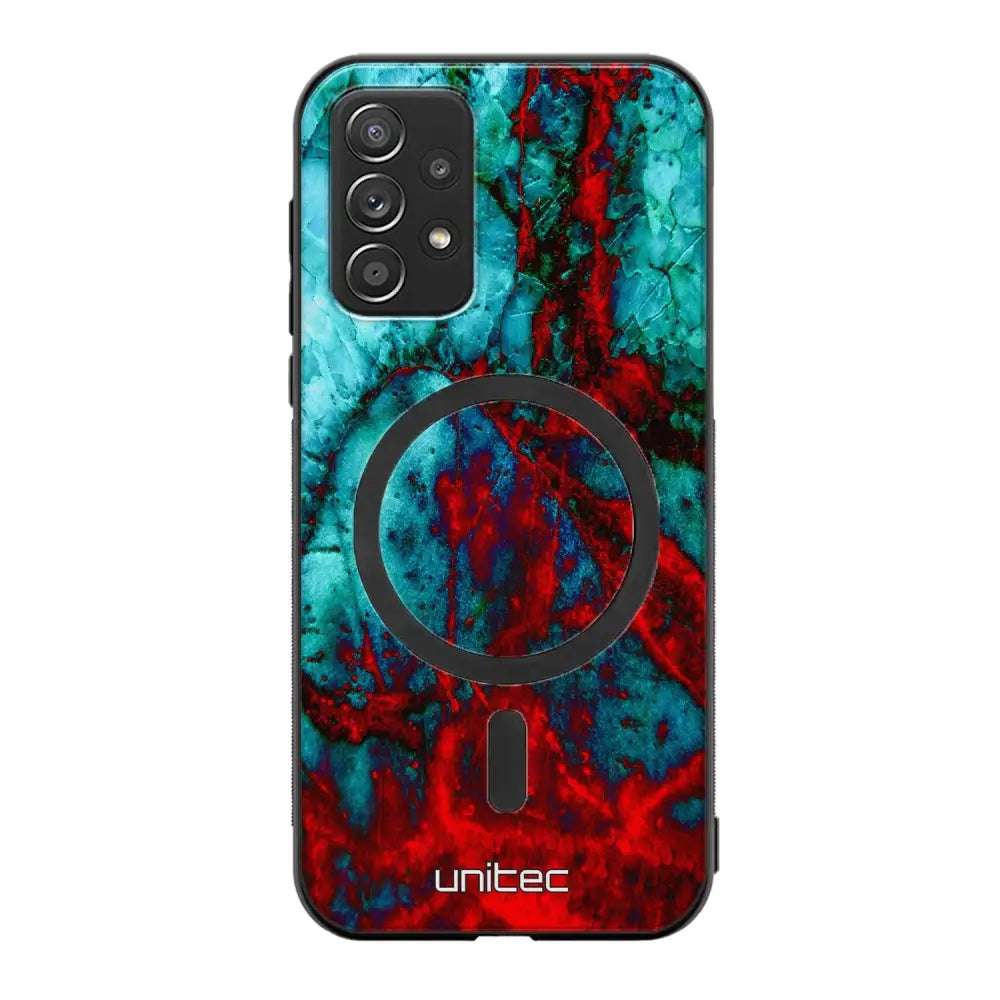 Samsung Galaxy A52 4G marmori suojakuoret - Blue Red Marble