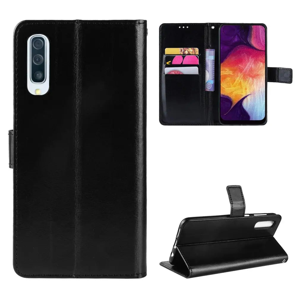 Samsung Galaxy A70 Lompakko Suojakotelo Musta