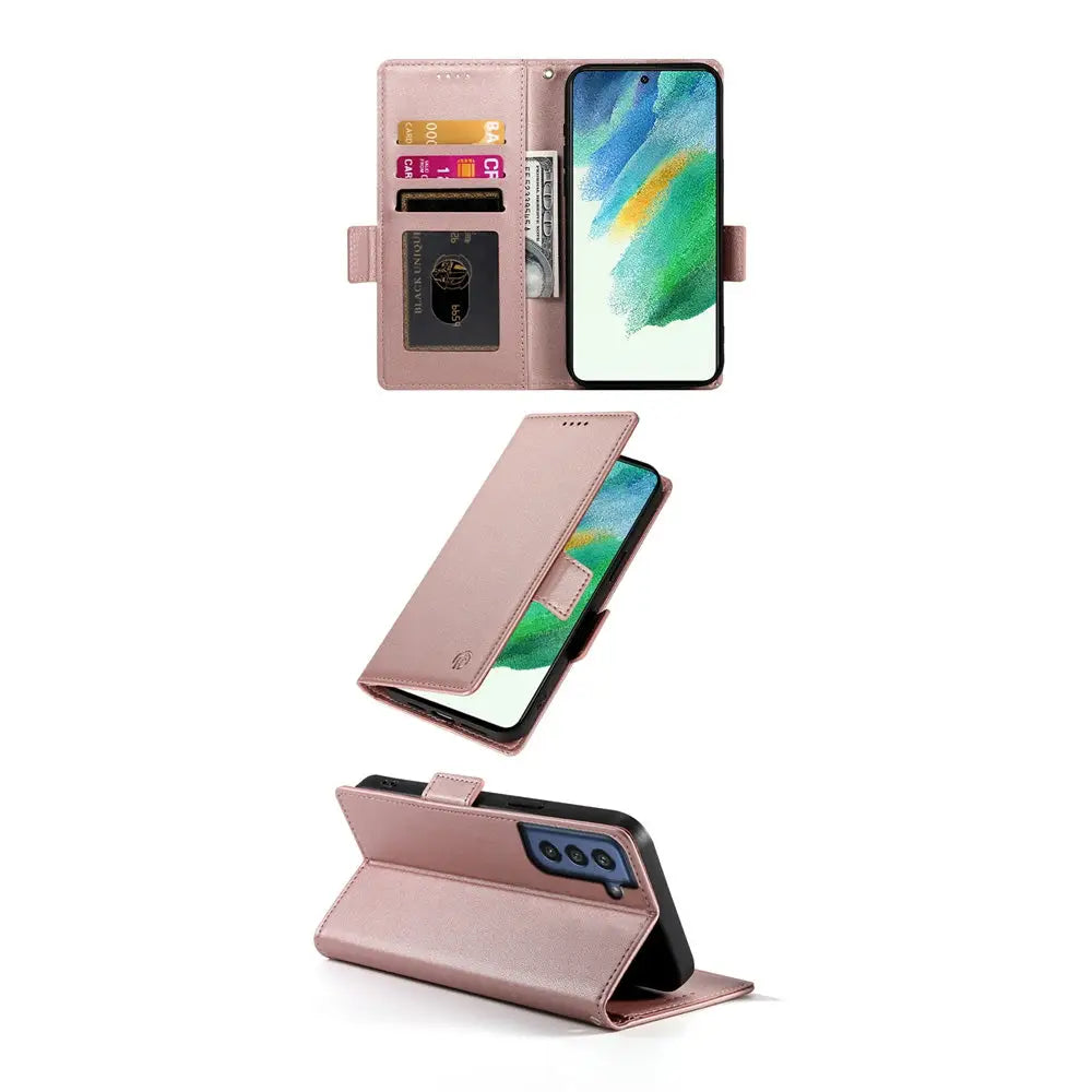 Samsung Galaxy S21 FE 5G Lompakko Suojakuori - Ruusukulta