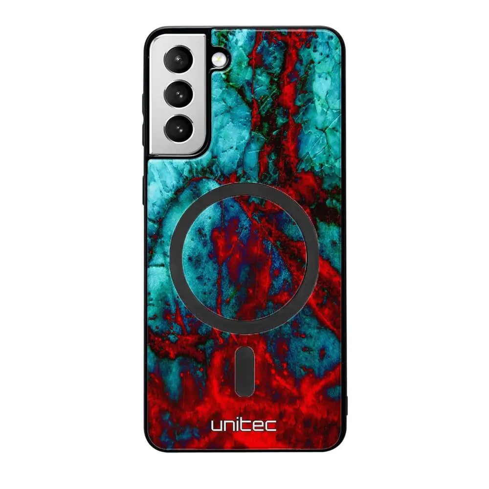 Samsung Galaxy S21 Plus marmori suojakuoret - Blue Red Marble