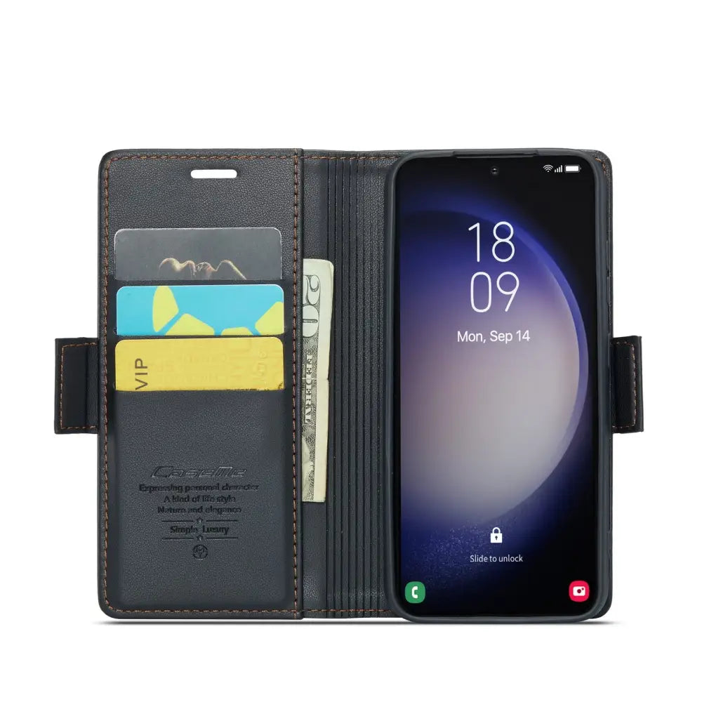 Samsung Galaxy S24 Plus Lompakko suojakotelo RFID - Musta - CaseMe