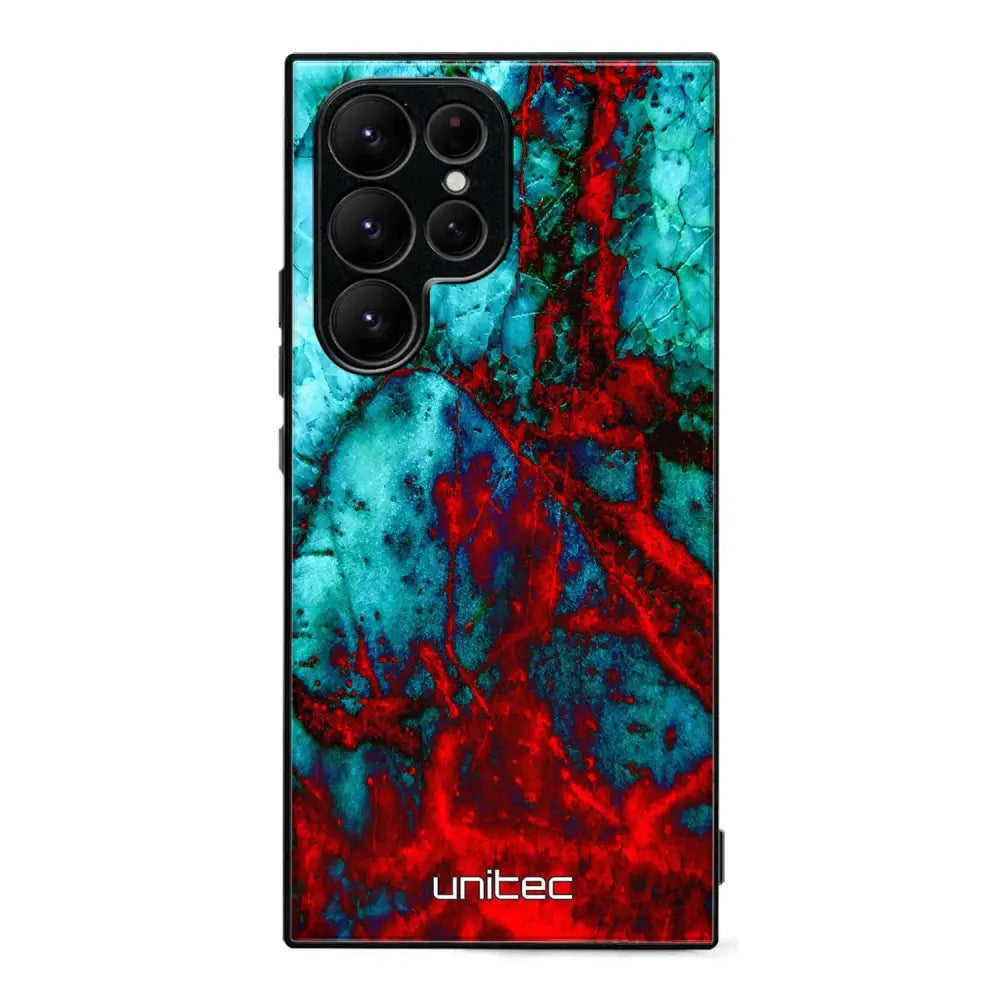 Samsung Galaxy S25 Ultra marmori suojakuoret - Blue Red Marble - Ei