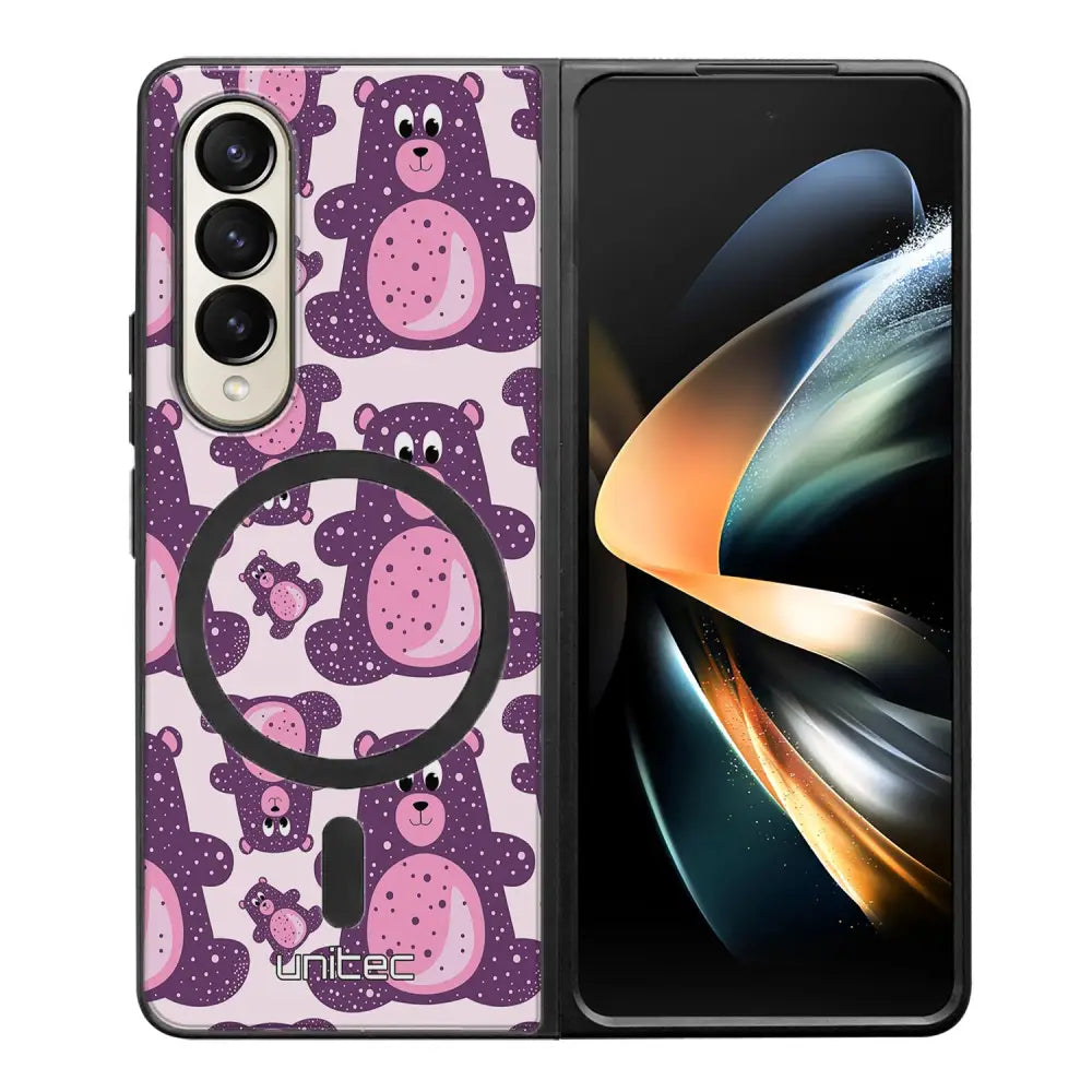 Samsung Galaxy Z Fold 4 suojakuoret - Purple Teddy Bear