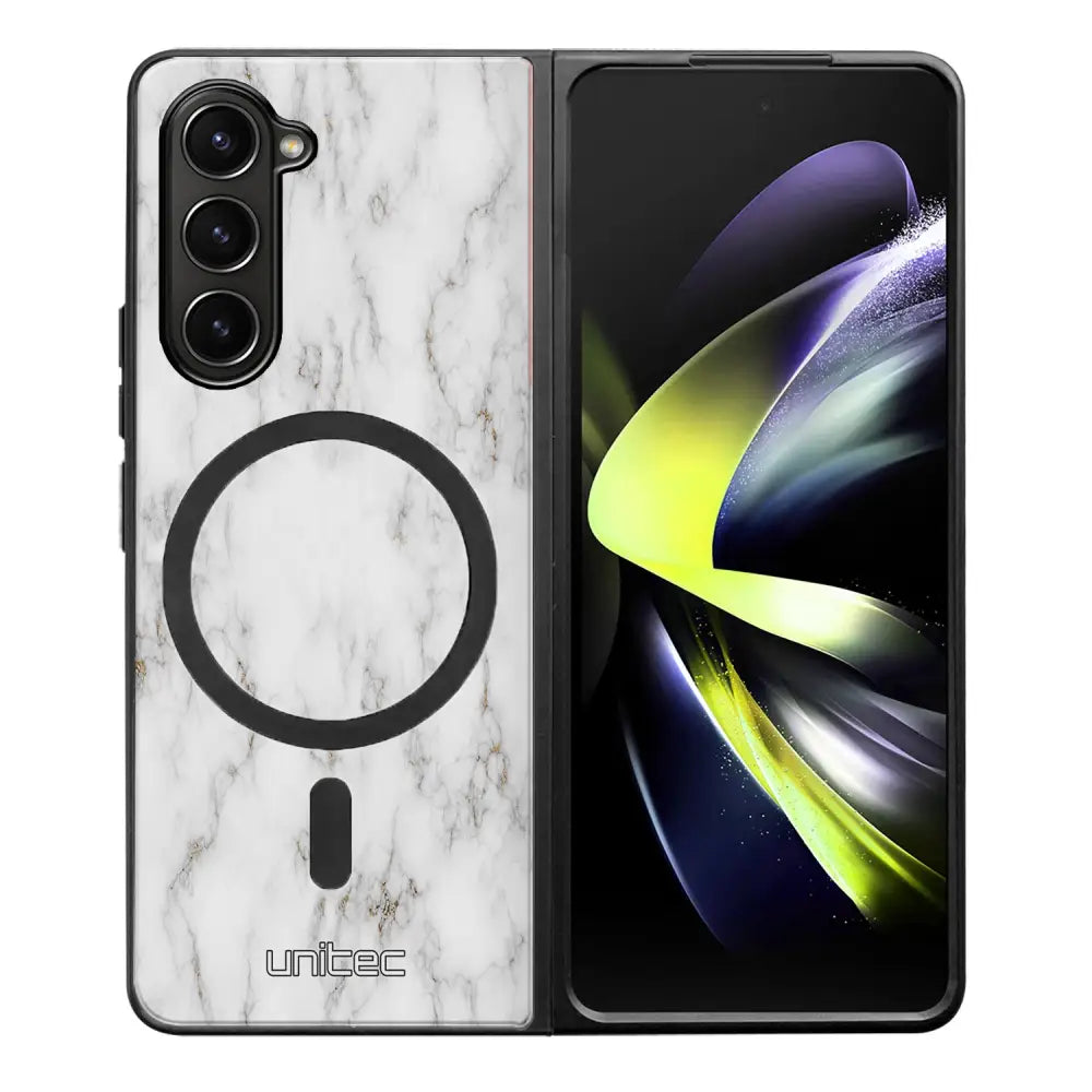 Samsung Galaxy Z Fold 5 marmori suojakuoret - White Marble