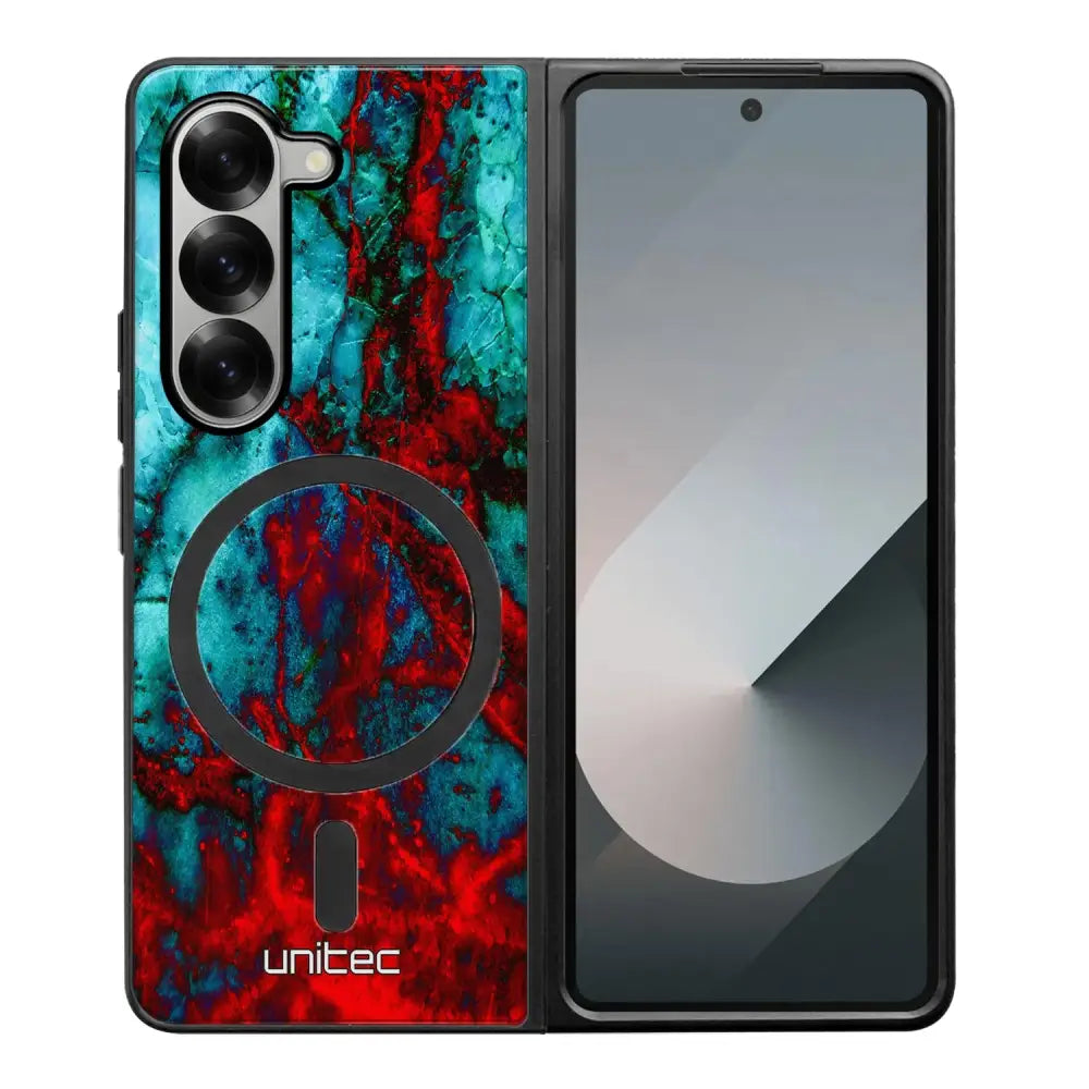 Samsung Galaxy Z Fold 6 marmori suojakuoret - Blue Red Marble
